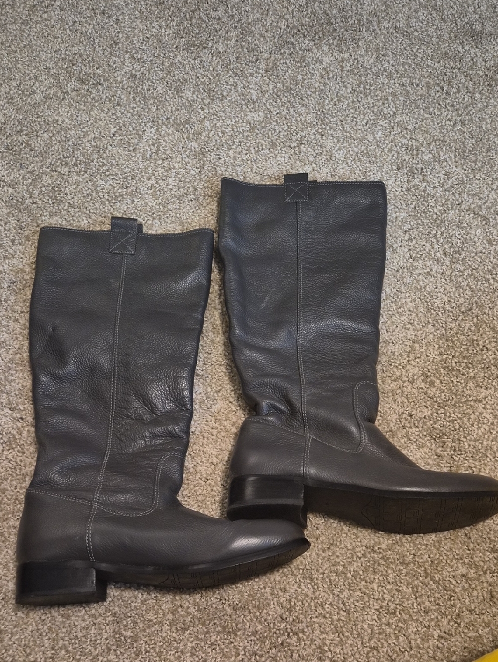 Tall Gray Leather Riding Lumiani  Boots 9M